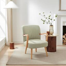 FurnitureboxUK Sylvie Accent Chair with Oak Effect Legs in Green - thumbnail 1