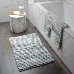 Allure Bath Fashions Marl Chunky Bobble Pedestal Toilet Mat Non Slip in Light Grey - thumbnail 4