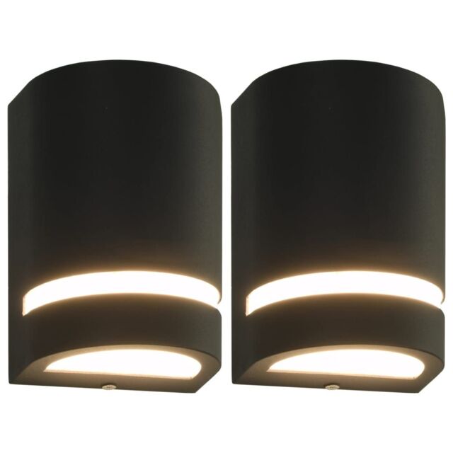 Berkfield Home Outdoor Wall Lights 2 pcs 35 W Black Half-round - image 1