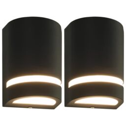 Berkfield Home Outdoor Wall Lights 2 pcs 35 W Black Half-round - thumbnail 1