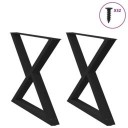Berkfield Home Dining Table Legs 2 pcs Black 90x(72-73.3) cm Steel - thumbnail 2