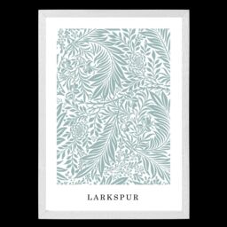 ARTZE Vintage William Morris Larkspur in Mint & White Art Print / White Frame / SIZE: A3 - Size: A4 - thumbnail 2