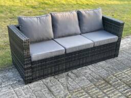 Fimous Lounge Rattan Sofa Set Outdoor Garden Furniture Oblong Rectangular Coffee Table in Dark Grey - thumbnail 4