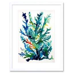 "Artery8 Wall Art Print Seaweed Plant Abstract Folk Artwork Framed 9X7 Inch in White - Size: W7"" x H9""" - thumbnail 1