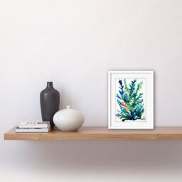 "Artery8 Wall Art Print Seaweed Plant Abstract Folk Artwork Framed 9X7 Inch in White - Size: W7"" x H9""" - thumbnail 2