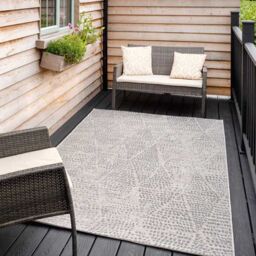 Kukoon Beige Trellis Outdoor, Garden & Patio Area Rug in Grey - Size: 120 cm x 170 cm - thumbnail 2