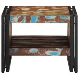 Berkfield Home Coffee Table Multicolour 50x50x38 cm Solid Wood Reclaimed - Size: 50 x 50 x 38 cm - thumbnail 4