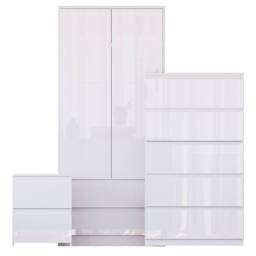 HD Designs Vida Designs Glinton 3 Piece Bedroom Set (2 Drawer Bedside Chest, 5 in White - thumbnail 2