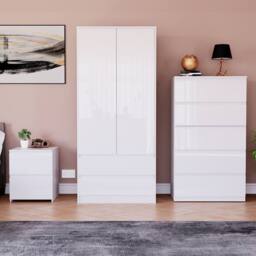HD Designs Vida Designs Glinton 3 Piece Bedroom Set (2 Drawer Bedside Chest, 5 in White