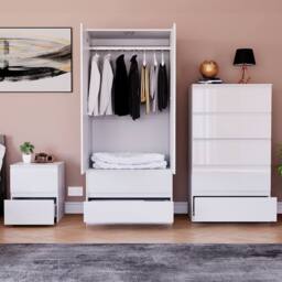 HD Designs Vida Designs Glinton 3 Piece Bedroom Set (2 Drawer Bedside Chest, 5 in White - thumbnail 3