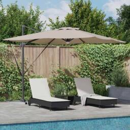 Berkfield Home Modern Cantilever Roma Parasol with LEDs Taupe 286x285x270 cm Alu - Size: 286 x 285 x 270 cm - thumbnail 2