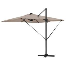 Berkfield Home Modern Cantilever Roma Parasol with LEDs Taupe 286x285x270 cm Alu - Size: 286 x 285 x 270 cm - thumbnail 8