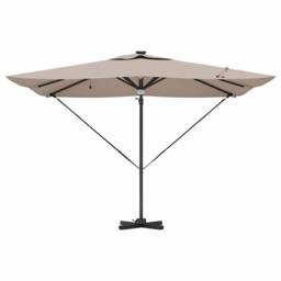 Berkfield Home Modern Cantilever Roma Parasol with LEDs Taupe 286x285x270 cm Alu - Size: 286 x 285 x 270 cm - thumbnail 6