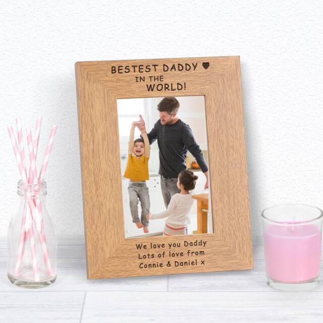 Uniqueful Personalised Bestest Daddy in the World Wood Picture Frame 7x5 in Brown - Size: 1 Pack - image 1