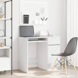 Berkfield Home Modern Desk White 86x49x76 cm Engineered Wood - Size: 86 x 49 x 76 cm - thumbnail 2