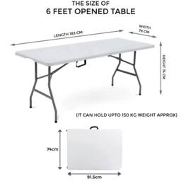 Havendro 6FT Heavy Duty Folding Trestle Table Camping Catering in White - thumbnail 2
