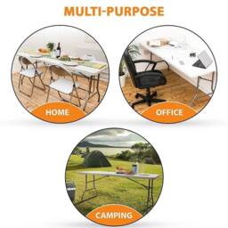 Havendro 6FT Heavy Duty Folding Trestle Table Camping Catering in White - thumbnail 3