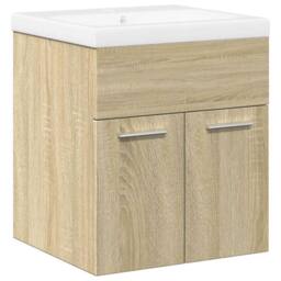 Berkfield Home Durable 2 Piece Bathroom Furniture Set Sonoma Oak Engineered Wood in Light Brown - thumbnail 3