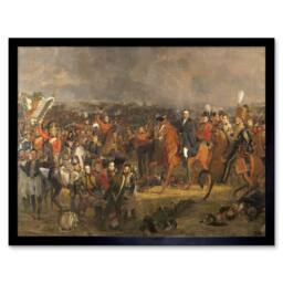 "Artery8 Pieneman The Battle Of Waterloo Painting 12x16"" Framed Wall Art Print in Brown - Size: W12"" x H16""" - thumbnail 1