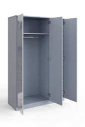 FWStyle High Gloss Grey 3 Door Mirrored Triple Wardrobe - thumbnail 4