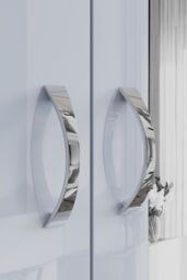 FWStyle High Gloss Grey 3 Door Mirrored Triple Wardrobe - thumbnail 3