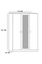 FWStyle High Gloss Grey 3 Door Mirrored Triple Wardrobe - thumbnail 6