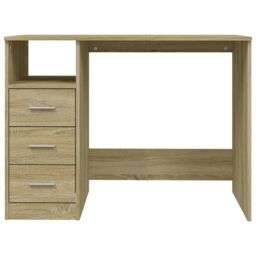 Berkfield Home Desk with Drawers Sonoma Oak 102x50x76 cm Engineered Wood in Brown - Size: 102 x 50 x 76 cm - thumbnail 6