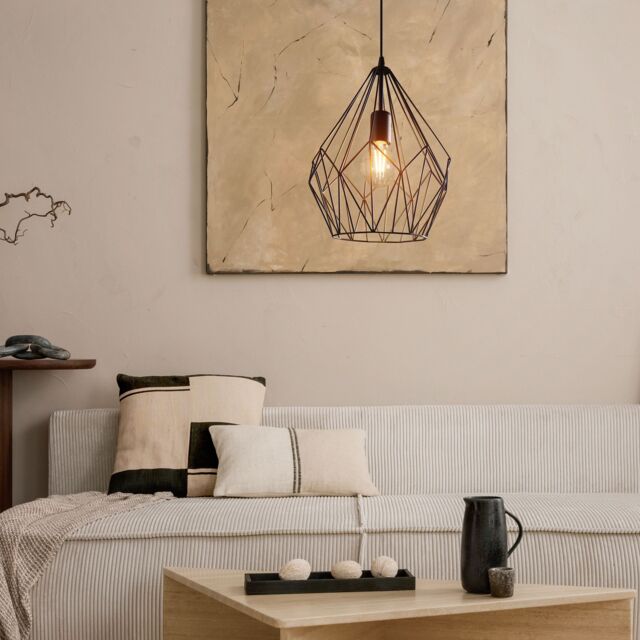 Eglo Carlton Metal 1 Light Ceiling Pendant in Black - image 1