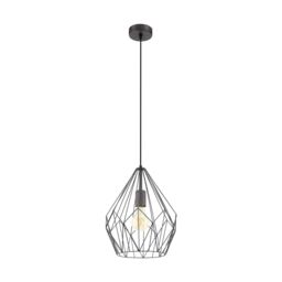 Eglo Carlton Metal 1 Light Ceiling Pendant in Black - thumbnail 2