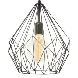 Eglo Carlton Metal 1 Light Ceiling Pendant in Black - thumbnail 3