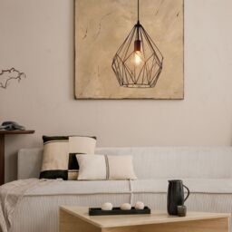 Eglo Carlton Metal 1 Light Ceiling Pendant in Black - thumbnail 1
