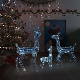 Berkfield Home Acrylic Reindeer Family Christmas Decoration 300 LED Cold White