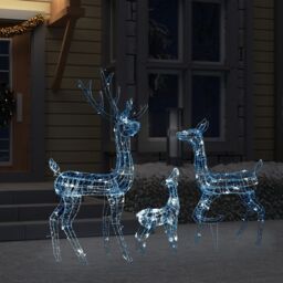 Berkfield Home Acrylic Reindeer Family Christmas Decoration 300 LED Cold White - thumbnail 3