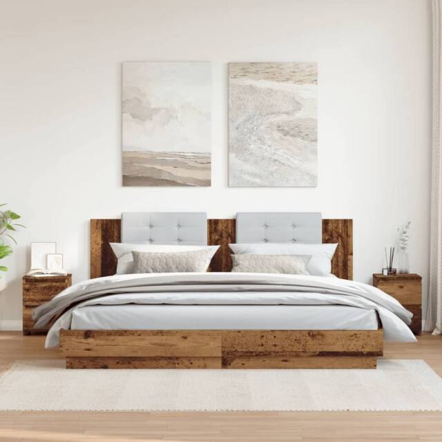 Berkfield Home Timeless Bedside Cabinets¬†2 pcs Old Wood 30x30x40 cm Engineered Wood in Brown - Size: 30 x 30 x 40 cm - image 1