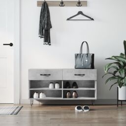 Berkfield Home Shoe Bench Concrete Grey 102x35x55 cm Engineered Wood - Size: 102 x 35 x 55 cm