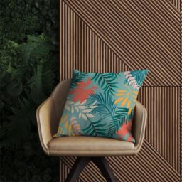 Warren Reed - Designer Abstract Bright Colorful Tropical Leaves Outdoor Cushion in Blue - Size: 60 cm x 60 cm - thumbnail 2