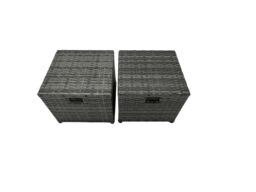 Fimous Rattan Garden Furniture Firepit Dining Set 13 Seater Lounge Sofa Table Set with 4 Footstools in Dark Grey - thumbnail 6
