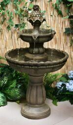 Primrose Tiered Water Fountain Feature Stone Effect 2 Tier Outdoor Jata 93cm in Bronze - thumbnail 1