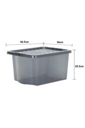 Wham Crystal 5 x 28L Stackable Plastic Storage Boxes with Lids in Black - thumbnail 4