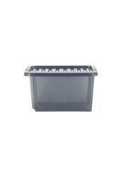 Wham Crystal 5 x 28L Stackable Plastic Storage Boxes with Lids in Black - thumbnail 3