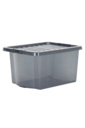 Wham Crystal 5 x 28L Stackable Plastic Storage Boxes with Lids in Black - thumbnail 2