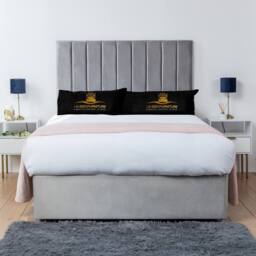 UK Bed Furniture Ashford Divan Bed with 2 Drawers Foot End & 26 Inch headboard in Silver - Size: Small Double - thumbnail 2