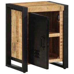 Berkfield Home Bedside Cabinet 40x30x51 cm Solid Rough Wood Mango in Brown - Size: 40 x 30 x 51 cm - thumbnail 5