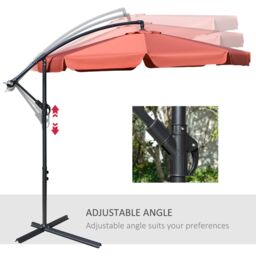 OUTSUNNY 2.7m Garden Cantilever Banana Parasol Sun Shade with Crank in Red - thumbnail 6