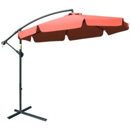 OUTSUNNY 2.7m Garden Cantilever Banana Parasol Sun Shade with Crank in Red - thumbnail 2