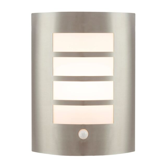Happy Homewares Modern Outdoor IP44 Stainless Steel Flush Wall Lamp Fitting with PIR Sensor in Metallic Silver - image 1