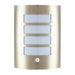 Happy Homewares Modern Outdoor IP44 Stainless Steel Flush Wall Lamp Fitting with PIR Sensor in Metallic Silver - thumbnail 2