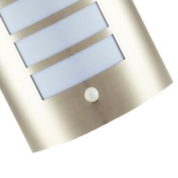 Happy Homewares Modern Outdoor IP44 Stainless Steel Flush Wall Lamp Fitting with PIR Sensor in Metallic Silver - thumbnail 5