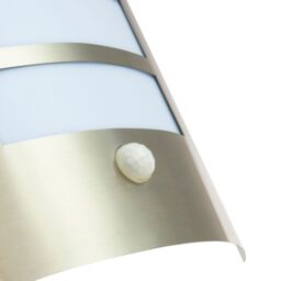 Happy Homewares Modern Outdoor IP44 Stainless Steel Flush Wall Lamp Fitting with PIR Sensor in Metallic Silver - thumbnail 3
