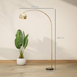 HOMCOM Arc Floor Lamp for Living Room, Free Standing Tall Lamp, Gold Tone - thumbnail 3